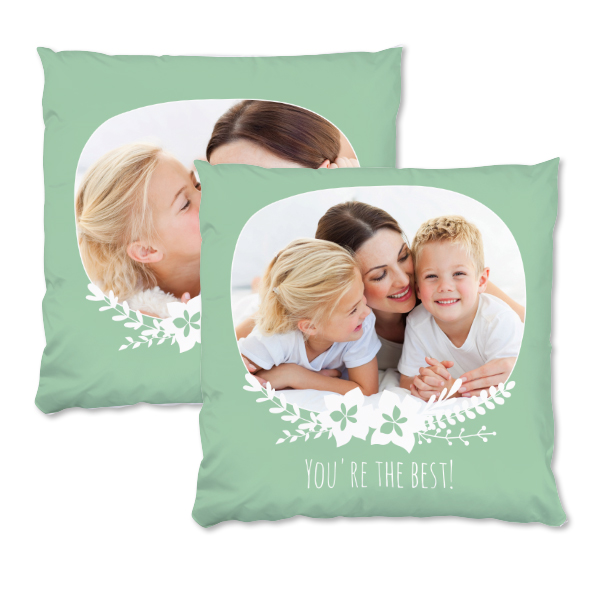 Coussin satiné carré L imprimé recto-verso Coussin satiné carré L imprimé recto-verso