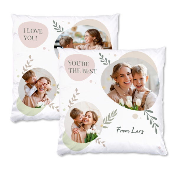 Coussin satiné carré L imprimé recto-verso