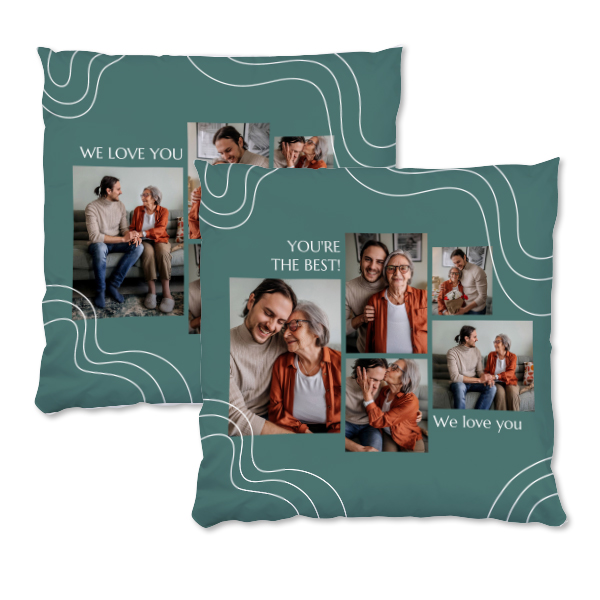 Coussin satiné carré L imprimé recto-verso