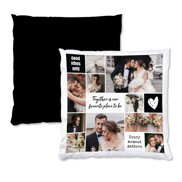 Coussin satiné carré L imprimé recto-verso