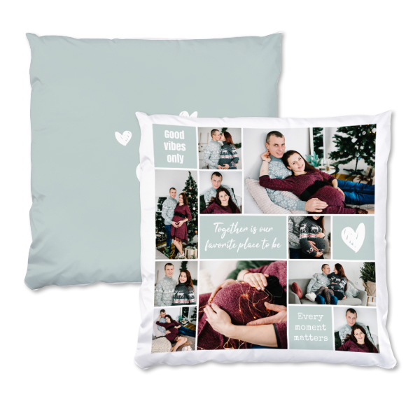 Coussin satiné carré L imprimé recto-verso Coussin satiné carré L imprimé recto-verso