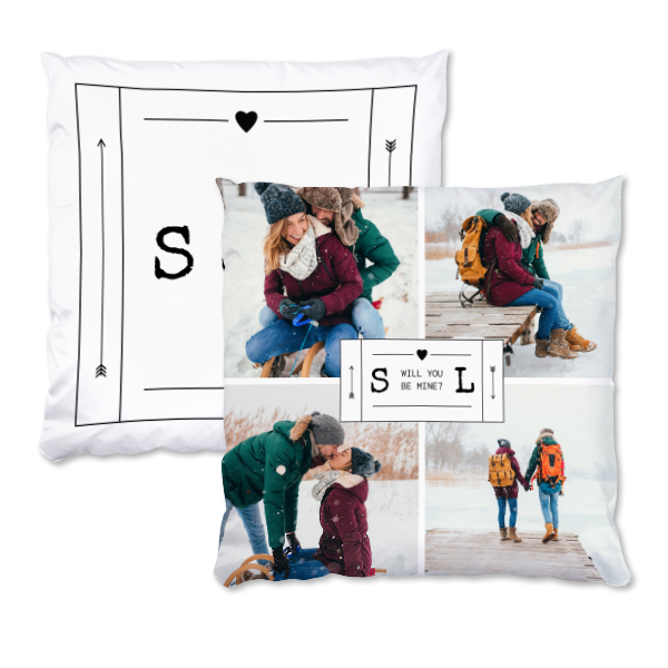 Coussin satiné carré L imprimé recto-verso Coussin satiné carré L imprimé recto-verso
