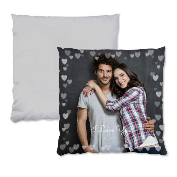 Coussin satiné carré L imprimé recto-verso Coussin satiné carré L imprimé recto-verso