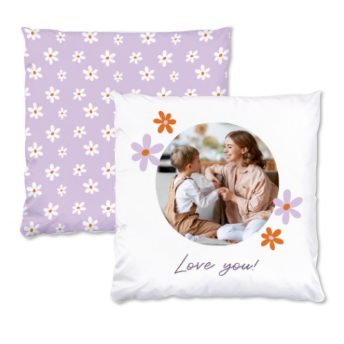 Kuddfodral i polyester, Kvadratisk L med tryck på fram- & baksida