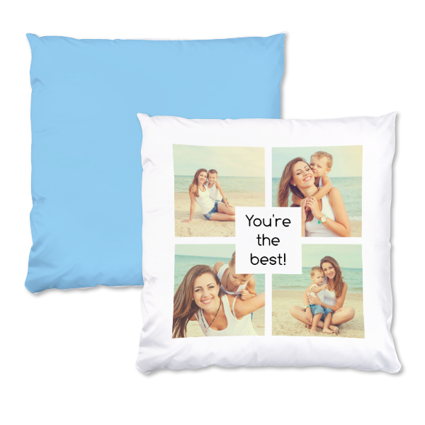 Pudebetræk i polyester, Kvadratisk L med tryk på for- og bagside Pudebetræk i polyester, Kvadratisk L med tryk på for- og bagside