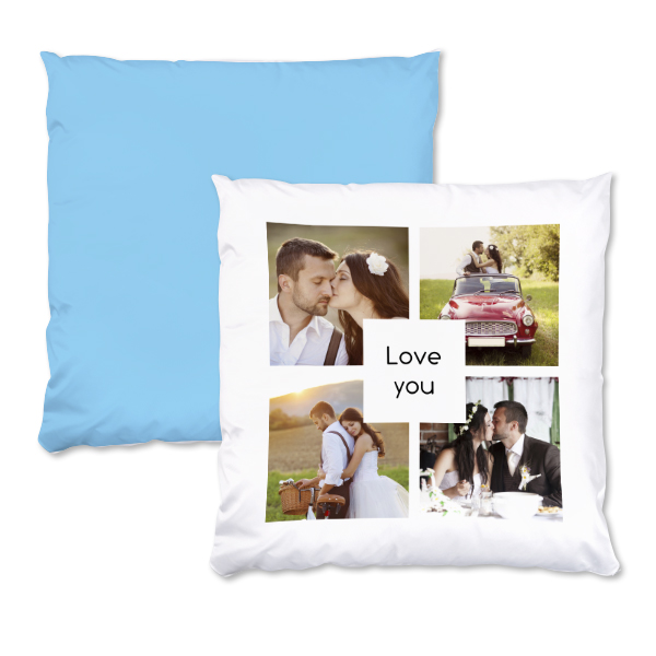 Putetrekk i polyester, Kvadratisk L med trykk på for- og bakside