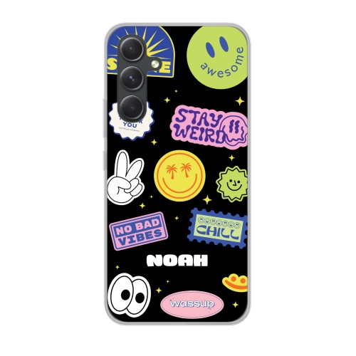Funky Smiley Stickers - Text only
