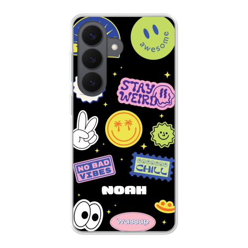 Funky Smiley Stickers - Text only