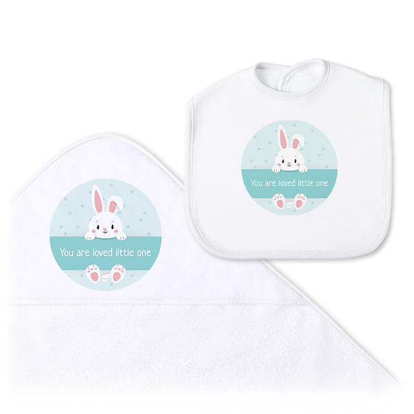 Box cadeau bébé : cape de bain & bavoir