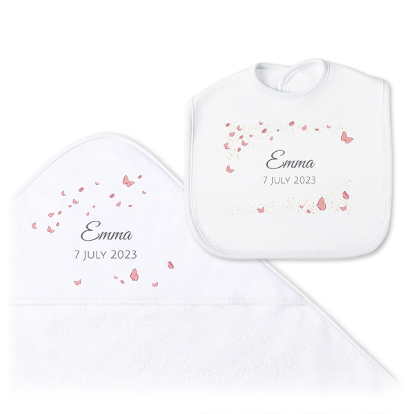 Box cadeau bébé : cape de bain & bavoir