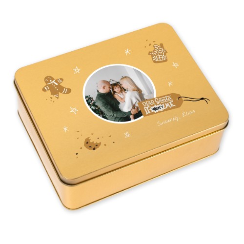 Boîte à biscuits rectangulaire dorée