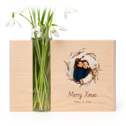 Houten houder met vaas full colour print Houten houder met vaas full colour print