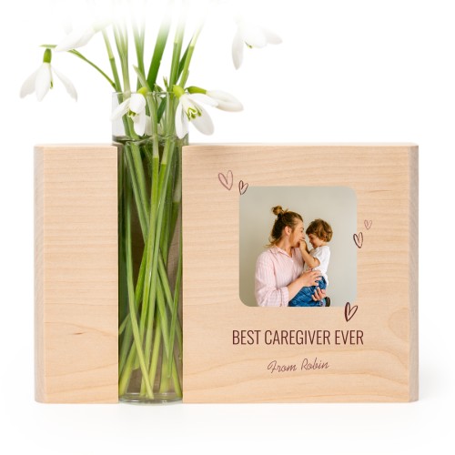 Houten houder met vaas full colour print Houten houder met vaas full colour print
