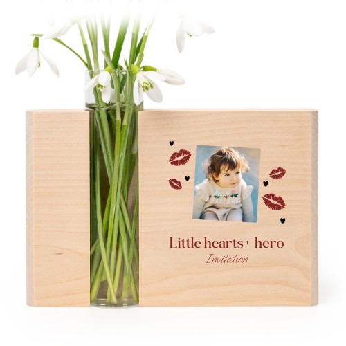 Vaasje in hout met full colour print Vaasje in hout met full colour print