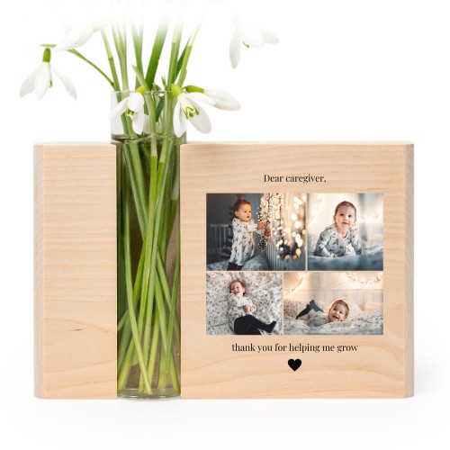 Vase et support en bois avec photo