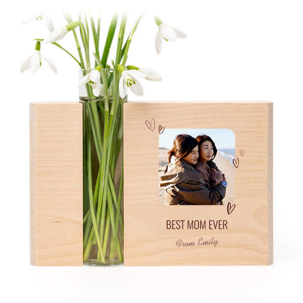Houten houder met vaas full colour print Houten houder met vaas full colour print