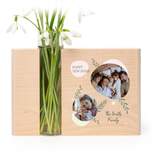 Vaasje in hout met full colour print Vaasje in hout met full colour print