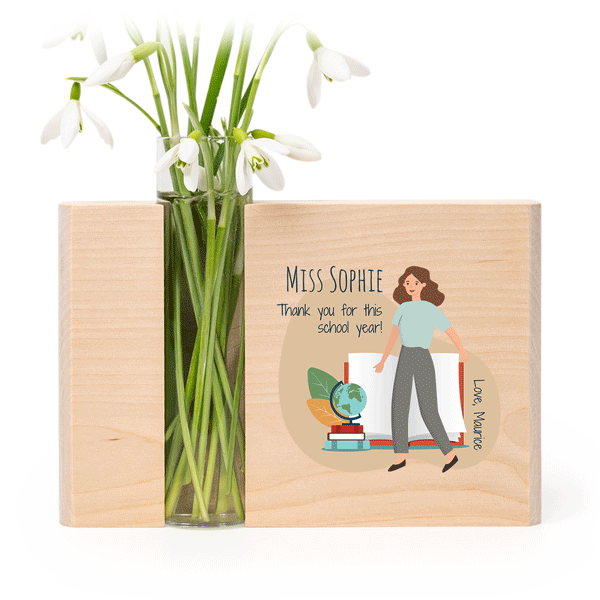 Vaasje in hout met full colour print