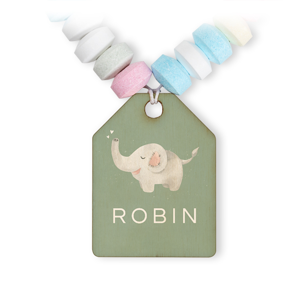 Collier de bonbons et étiquette en bois avec photo - lot de 12