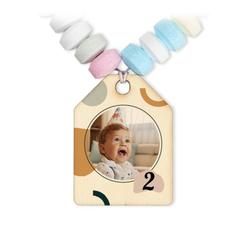 Bracelet de bonbons et étiquette en bois avec photo - lot de 12