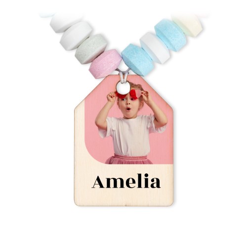 Bracelet de bonbons et étiquette en bois avec photo - lot de 12