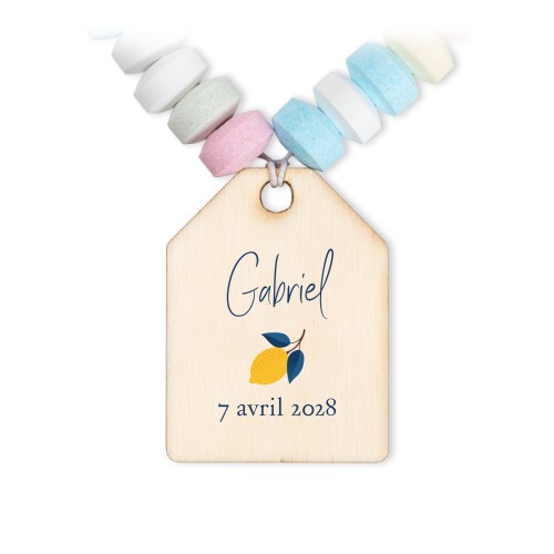 Bracelet de bonbons et étiquette en bois avec photo - lot de 12