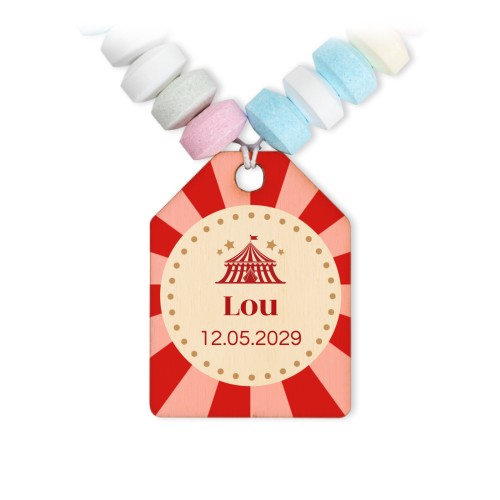 Bracelet de bonbons et étiquette en bois avec photo - lot de 12