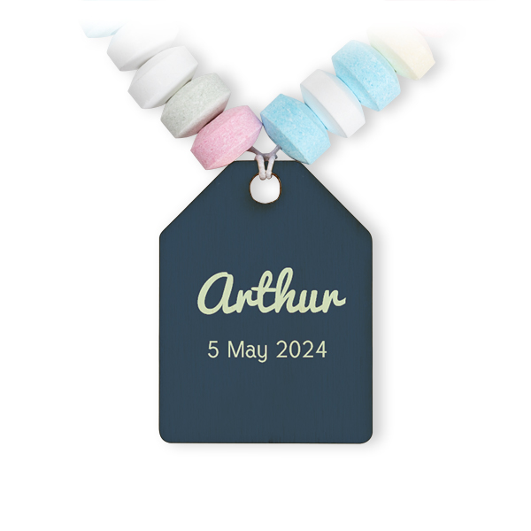 Bracelet de bonbons et étiquette en bois avec photo - lot de 12