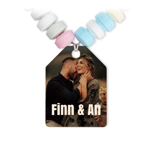 Bracelet de bonbons et étiquette en bois avec photo - lot de 12