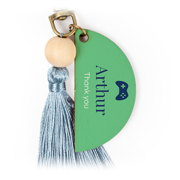 UV Printed Keychain Tassel Blue - Set of 6