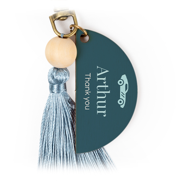 UV Printed Keychain Tassel Blue - Set of 6