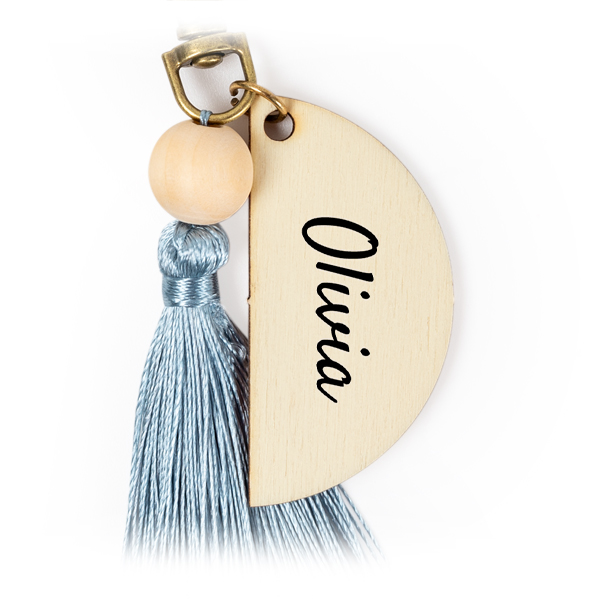 Porte-clés impression couleur à pampille bleue - lot de 6