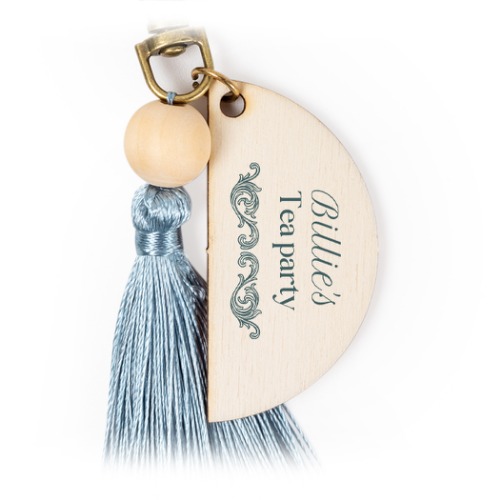 Nøkkelring med dusk & trykk - Blå - 6 stk