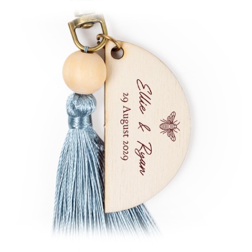 Nøglering med kvast & tryk - Blå - 6 stk