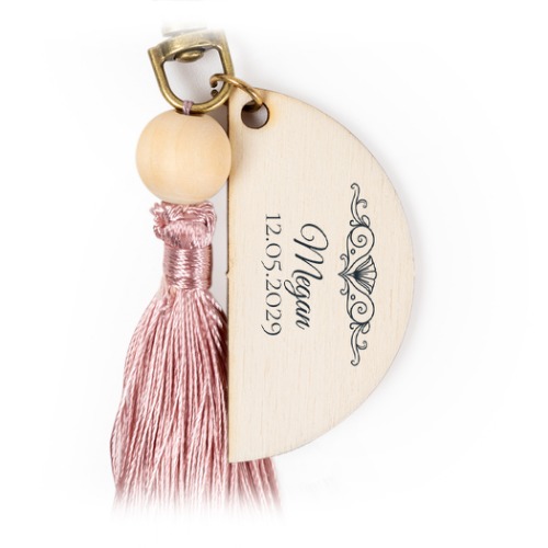 Porte-clés impression couleur à pampille magnolia - lot de 6