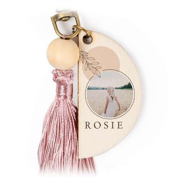 Sleutelhanger full colour print met magnolia kwastje (set van 6) Sleutelhanger full colour print met magnolia kwastje (set van 6)