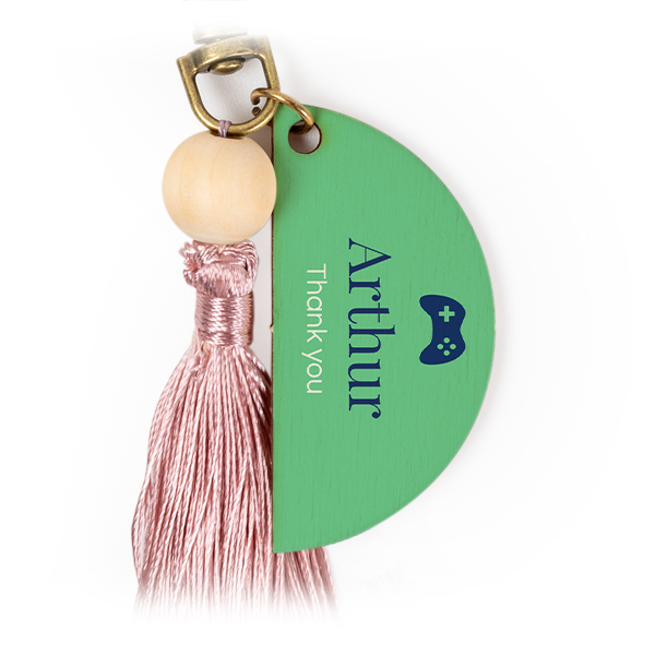 Porte-clés impression couleur à pampille magnolia - lot de 6