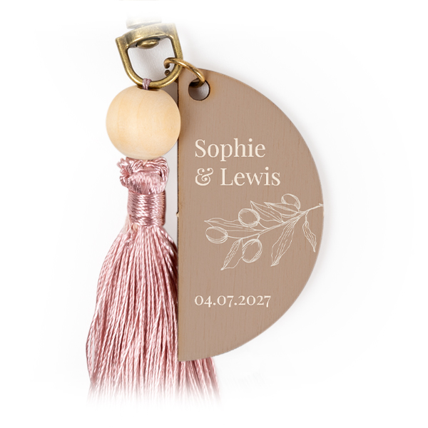 Porte-clés impression couleur à pampille magnolia - lot de 6