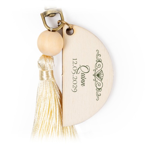 Porte-clés impression couleur à pampille vanille - lot de 6 Porte-clés impression couleur à pampille vanille - lot de 6