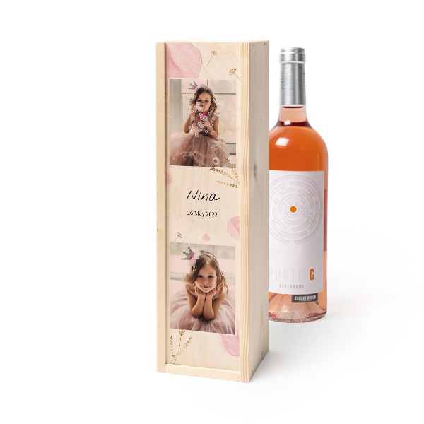 Coffret à vin en bois avec Punto G Exploramé Garnacha