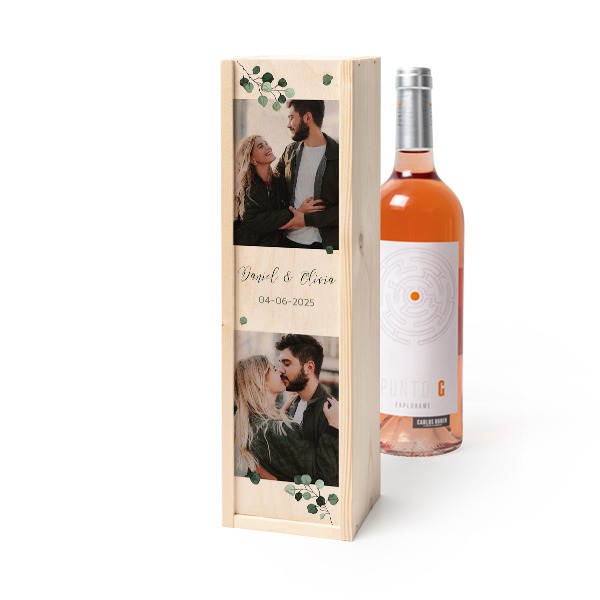 Coffret à vin en bois avec Punto G Exploramé Garnacha