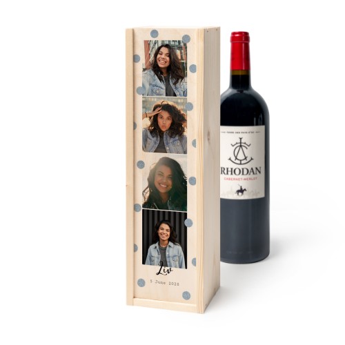 Coffret à vin en bois avec Rhodan Cabernet-Merlot