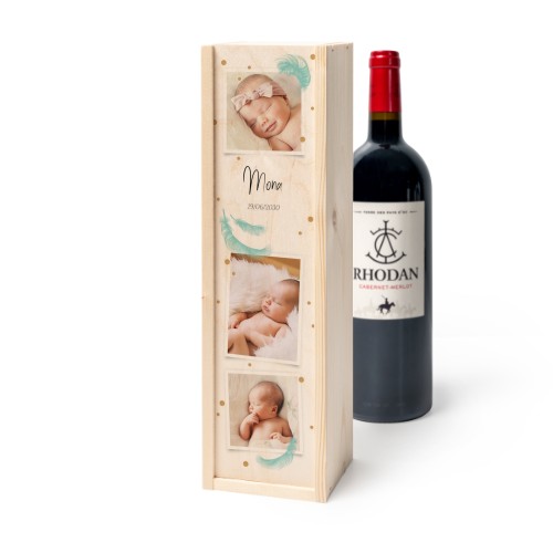 Coffret à vin en bois avec Rhodan Cabernet-Merlot