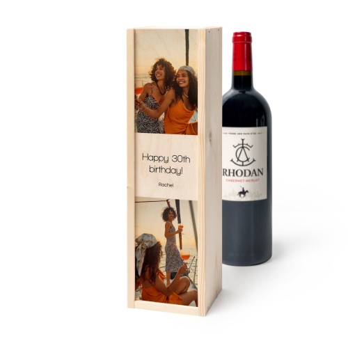 Coffret à vin en bois avec Rhodan Cabernet-Merlot