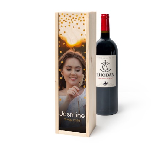 Coffret à vin en bois avec Rhodan Cabernet-Merlot