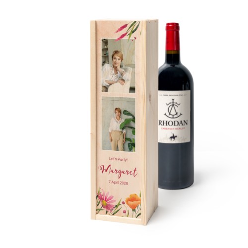 Coffret à vin en bois avec Rhodan Cabernet-Merlot