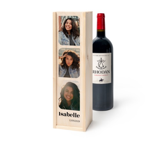 Coffret à vin en bois avec Rhodan Cabernet-Merlot