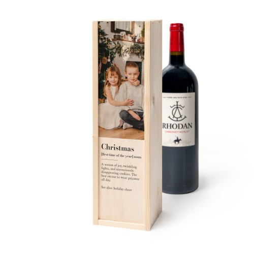 Coffret à vin en bois avec Rhodan Cabernet-Merlot