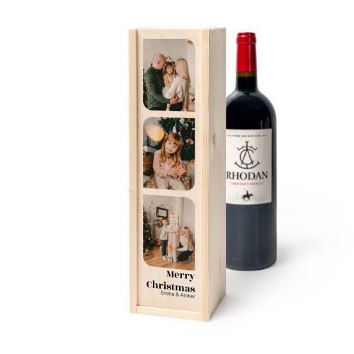 Coffret à vin en bois avec Rhodan Cabernet-Merlot