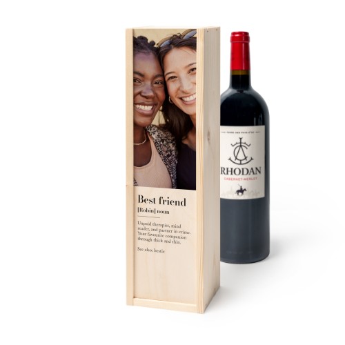 Coffret à vin en bois avec Rhodan Cabernet-Merlot